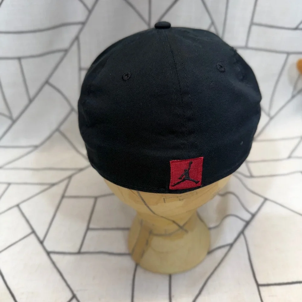 Jordan Brand Fitted Hat Youth 8/20 Black Red Jumpman Embroidered Cap